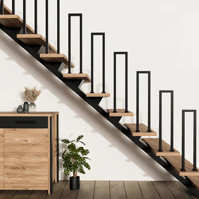 Pasamanos de escalera en forma de U de 1 pieza para escalones de interior y exterior, pasamanos de escalera de seguridad antideslizantes para personas mayores y niños, pasamanos de hierro forjado negro de pie