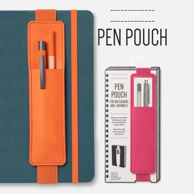 Estuche para bolígrafos de cuero PU con hebilla elástica, para libros, cuadernos, moda escolar, para oficina, reuniones, fácil de transportar, para estudiantes, artículos de papelería