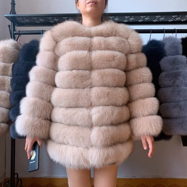 70CM 4in1 nouvelle expédition rapide nouvelle mode femmes mode réel naturel fourrure de renard Long manteau veste pour l'hiver chaud sur manteau