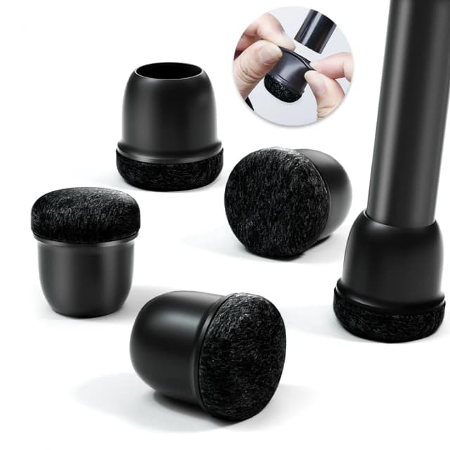 Protector de suelo para patas de silla y mesa redonda, cubierta para pies, pies de muebles de silicona antideslizantes negros, sin arañazos para suelos de madera dura, 8 Uds.