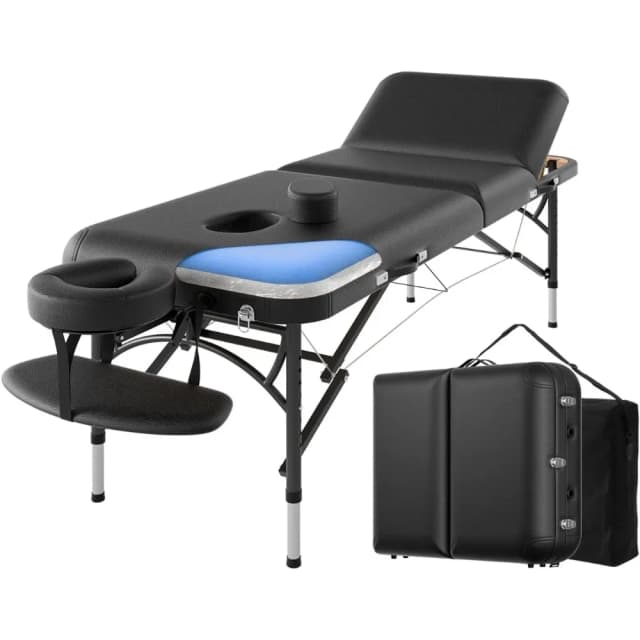 Mesa de masaje profesional de 84 pulgadas, cama portátil de espuma viscoelástica, pierna de aluminio, ligera, para salón de Spa, tatuaje, altura MQAM