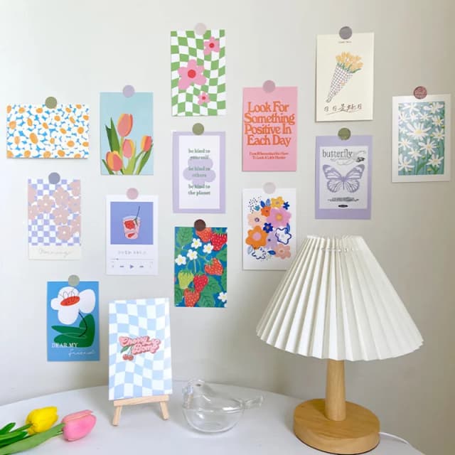 Postales de tulipán y flores coloridas Ins, bonito tarjeta decorativa, accesorios para fotos, fondo artesanal, decoración del hogar, tarjeta de felicitación para estudiantes, 30 hojas