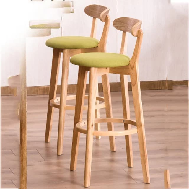 Taburete de Bar de madera maciza, respaldo alto, moderno, minimalista, de cuero Artificial, Sandalye, mostrador, réplica cómoda, muebles de diseño