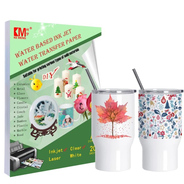 Taza de diseño DIY de alta resolución para impresora de inyección de tinta A4, papel imprimible de transferencia de tobogán de agua, papel de calcomanía de tobogán de agua transparente