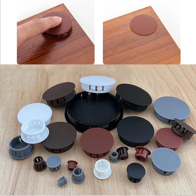 Tapón con orificio de nailon de 5 colores, cubierta redonda de plástico a presión, tapas antipolvo con orificio, uso para muebles, mesa, caja, agujero Extra de 5-60mm, 5-20 piezas