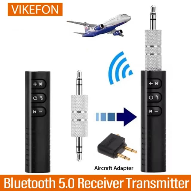 Transmisor receptor Bluetooth BT5.0 para coche, Kit de Audio estéreo con conector AUX de 3,5mm, amplificador de altavoz, adaptador inalámbrico con micrófono