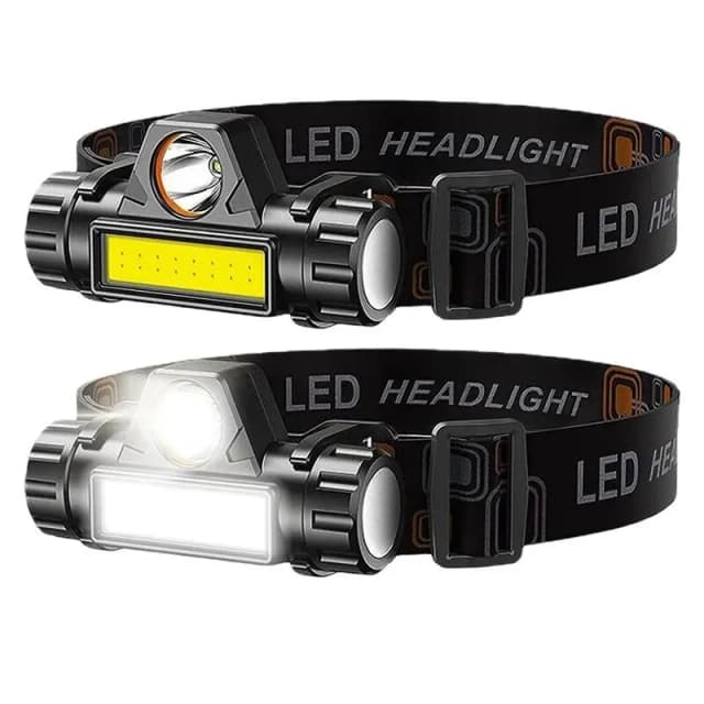Linterna frontal LED COB recargable con USB, potente linterna frontal magnética superbrillante resistente al agua para pesca al aire libre