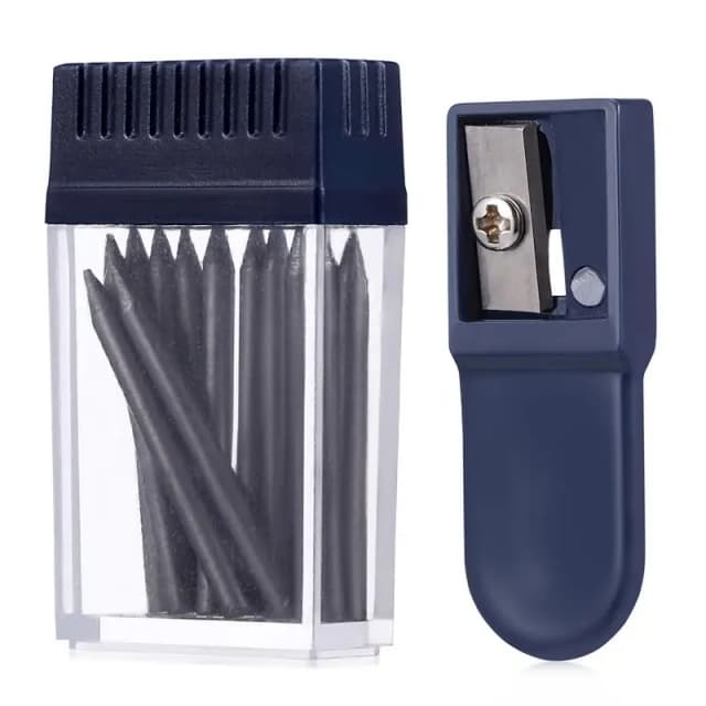 Juego de lápiz de repuesto con núcleo de brújula de 2mm, papelería con sacapuntas para estudiantes, herramientas de dibujo, herramienta de brújulas, 1 Juego