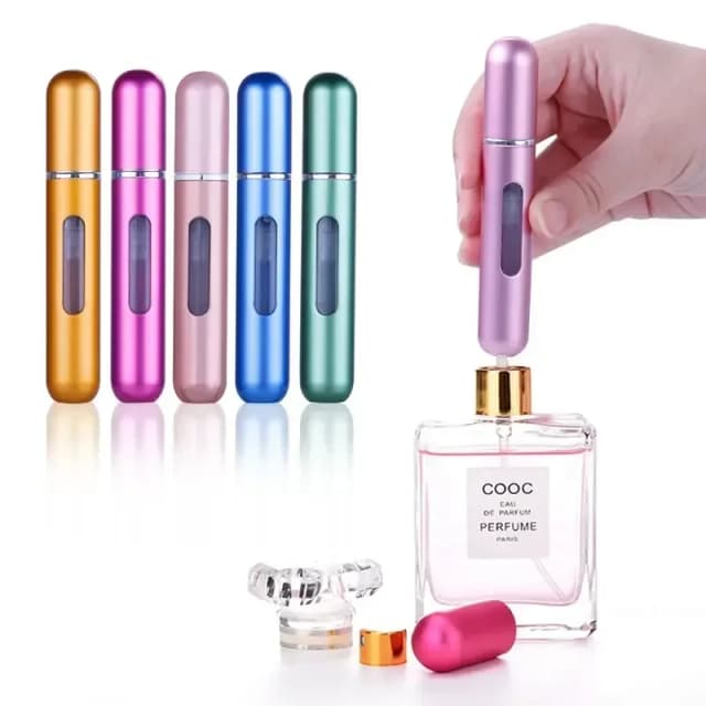 Botella rellenable de Perfume con carga inferior de 5ml, contenedor de líquidos para cosméticos, dispensador de embotellado en aerosol, cabezal de prensa portátil para viaje