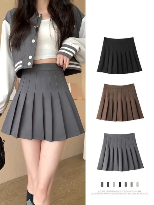 Minifalda plisada con pantalones cortos para mujer, falda patinadora acampanada de cintura alta, uniforme escolar deportivo blanco, negro y rosa, nueva moda, gran oferta