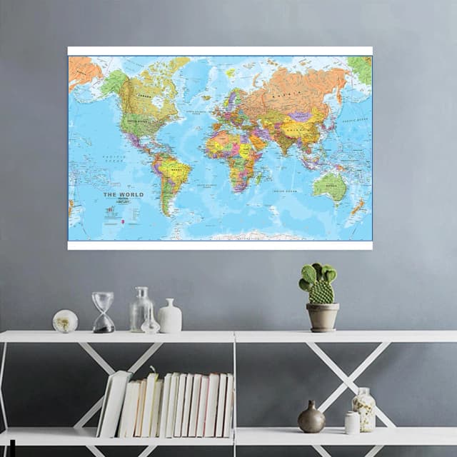 世界地図 100*70 センチメートル不織布キャンバス絵画壁アートポスター非フレームプリントリビングルーム家の装飾学用品
