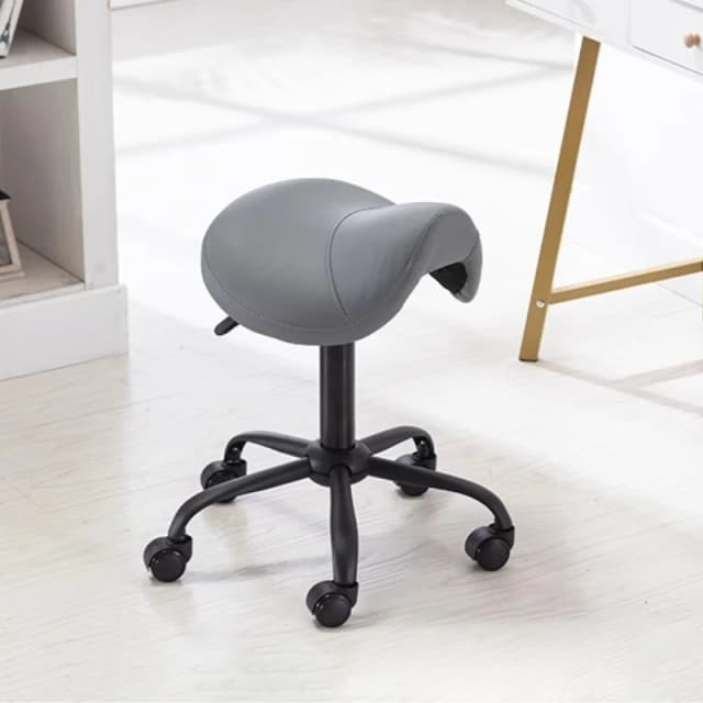 Taburete con sillín para salón de belleza 360 °   Silla elevadora hidráulica giratoria, asiento ergonómico para trabajo Dental, taburete de salón antifatiga con cojín de PU