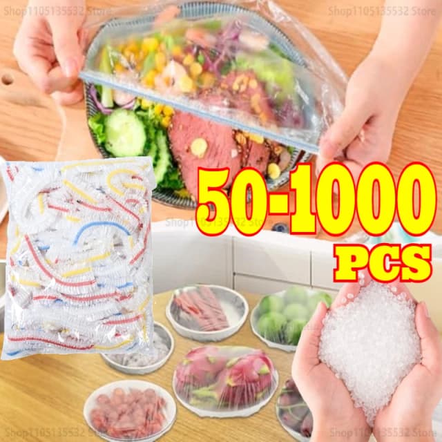 Cubierta desechable reutilizable para alimentos, envoltura de plástico, tapas elásticas duraderas para alimentos para tazones, cubiertas de platos elásticos para cocina, bolsa de ahorro de alimentos