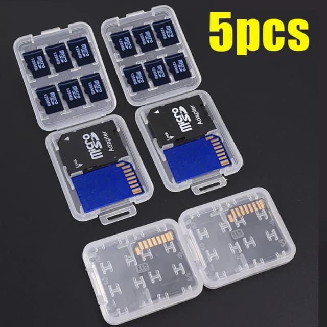 1-5 uds 8 en 1 soporte Protector plástico transparente mini para SD SDHC TF MS caja de almacenamiento de tarjeta de memoria bolsa caja protectora de tarjeta de memoria