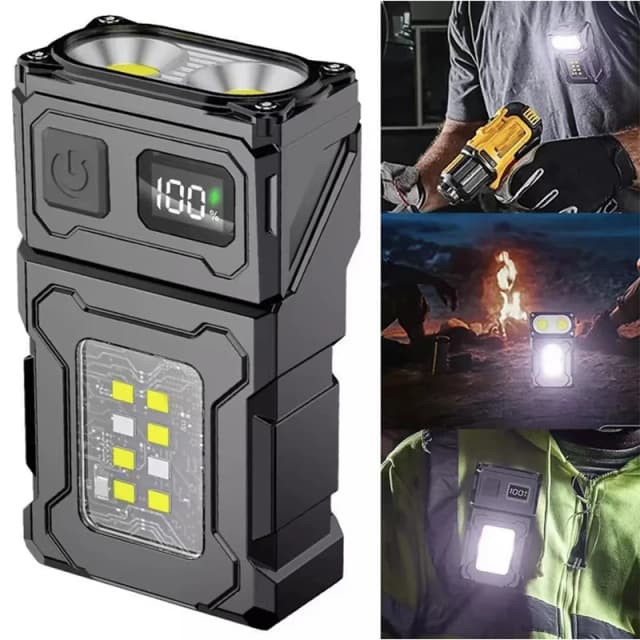 MINI linterna LED recargable por USB, linterna portátil con imán trasero, linterna de Camping superbrillante, luz de emergencia COB lateral