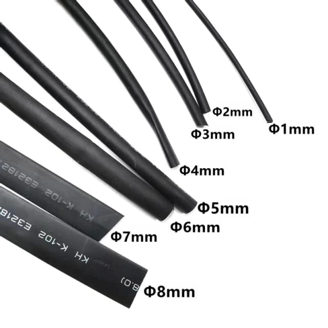 5 metros/lote tubo termorretráctil negro 1mm 1,5mm 2mm 3mm 4mm 5mm 6mm 7mm 8mm 10mm funda aislante negra 125C