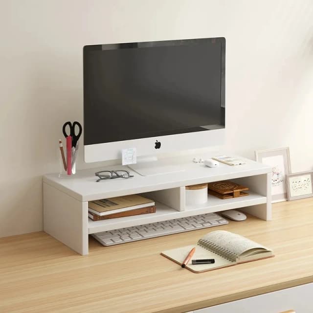 Soporte elevador para monitor: soporte ergonómico para computadora portátil, organizador de escritorio, almacenamiento para teclado