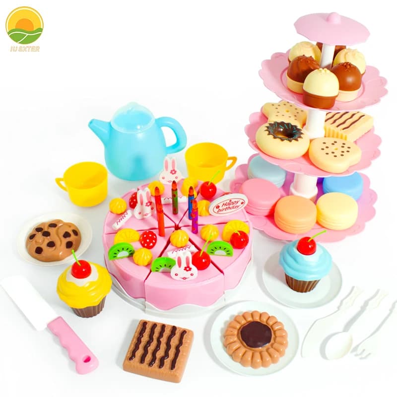 Juego de cocina de simulación de comida para niña, juego de té, juego de corte, juguetes educativos para niños, cumpleaños de 3 años