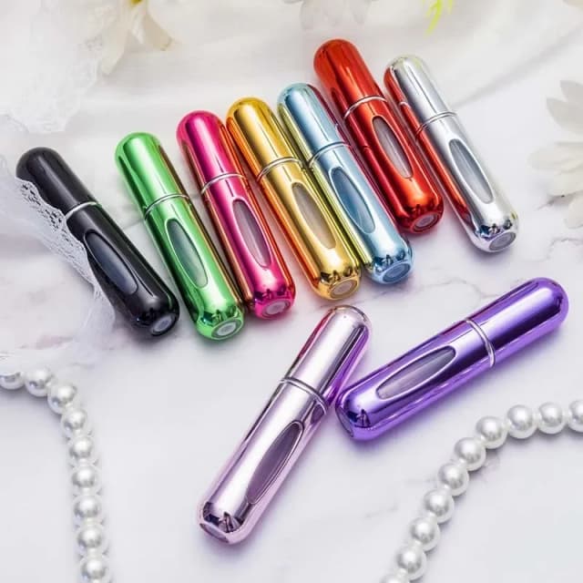Mini contenedor atomizador recargable de perfume de viaje, estuche de bomba de aroma portátil de tamaño de viaje, botella vacía con pulverizador de fragancia, 5ml