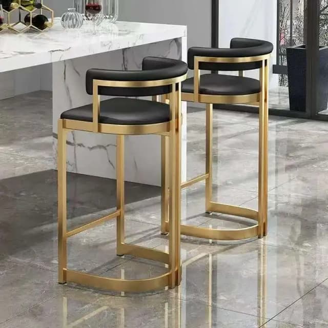Sillas De Bar De lujo para recepción, Sillas altas ergonómicas con respaldo nórdico dorado nórdico, Sillas De Bar modernas industriales