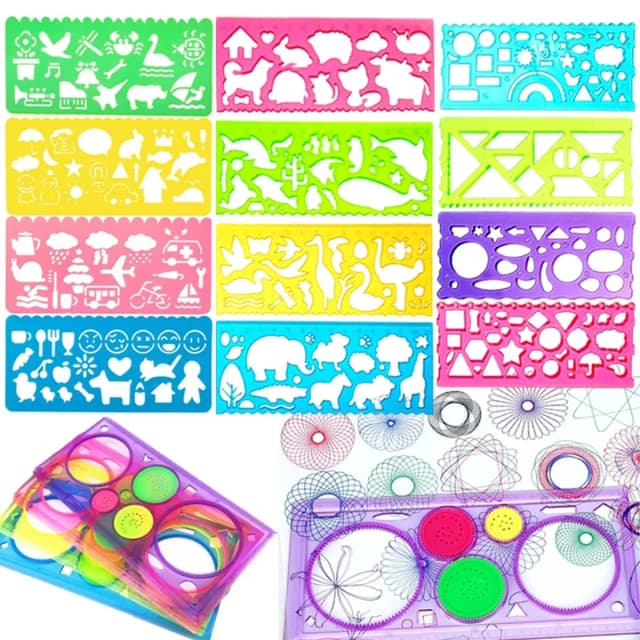 Juego de plantillas de dibujo de espirógrafo geométrico, plantilla de pintura, regla, arte artesanal, juguete educativo creativo para niños, regalo para niñas y niños